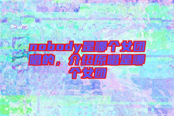 nobody是哪個女團唱的，介紹原唱是哪個女團