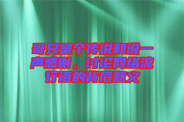 哥只是個(gè)傳說和說一聲感謝，討論網(wǎng)絡(luò)流行語的背后意義