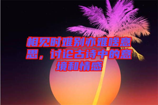 相見(jiàn)時(shí)難別亦難啥意思，討論古詩(shī)中的意境和情感