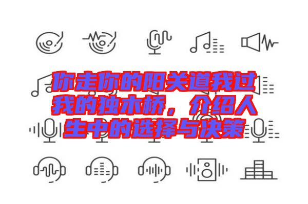 你走你的陽關(guān)道我過我的獨木橋，介紹人生中的選擇與決策