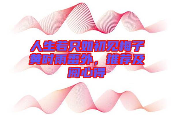 人生若只如初見梅子黃時(shí)雨番外，推薦及閱心得