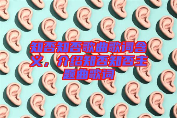 知否知否歌曲歌詞含義，介紹知否知否主題曲歌詞