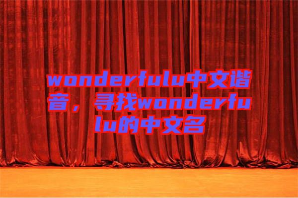 wonderfulu中文諧音，尋找wonderfulu的中文名