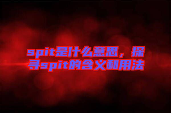 spit是什么意思，探尋spit的含義和用法