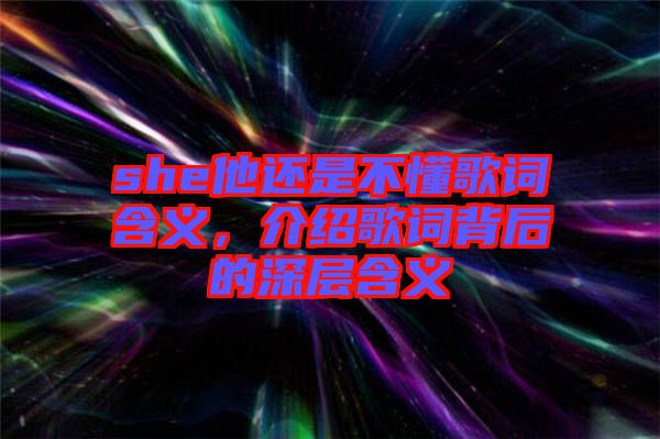 she他還是不懂歌詞含義，介紹歌詞背后的深層含義