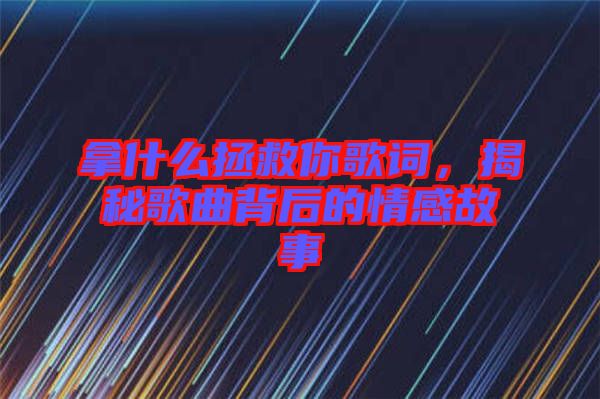 拿什么拯救你歌詞，揭秘歌曲背后的情感故事