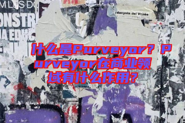 什么是Purveyor？Purveyor在商業(yè)領域有什么作用？