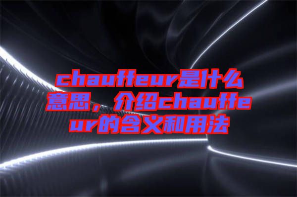 chauffeur是什么意思，介紹chauffeur的含義和用法