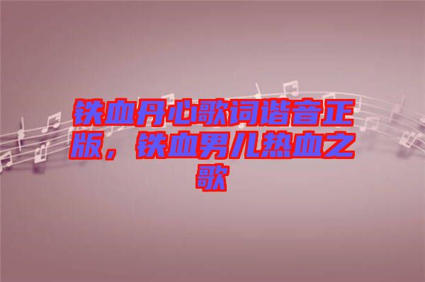 鐵血丹心歌詞諧音正版，鐵血男兒熱血之歌