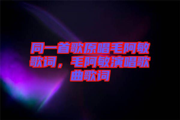 同一首歌原唱毛阿敏歌詞，毛阿敏演唱歌曲歌詞