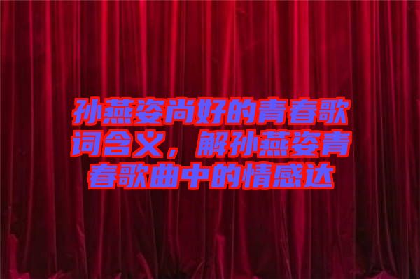 孫燕姿尚好的青春歌詞含義，解孫燕姿青春歌曲中的情感達