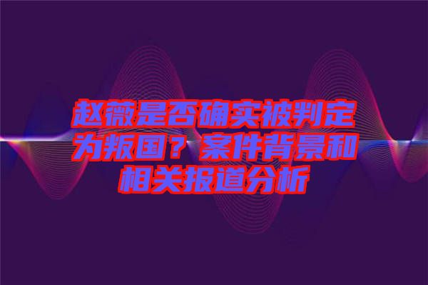 趙薇是否確實(shí)被判定為叛國(guó)？案件背景和相關(guān)報(bào)道分析