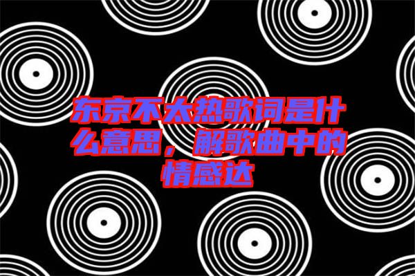 東京不太熱歌詞是什么意思，解歌曲中的情感達(dá)