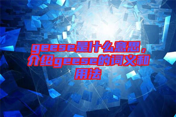 geese是什么意思，介紹geese的詞義和用法