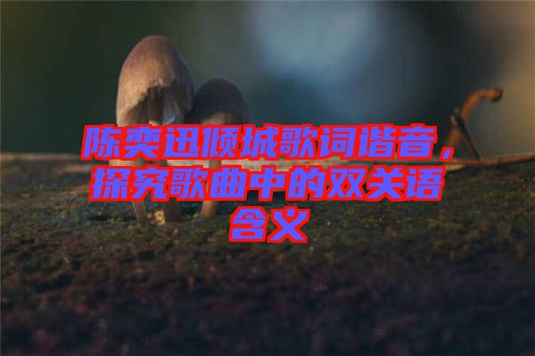 陳奕迅傾城歌詞諧音，探究歌曲中的雙關語含義