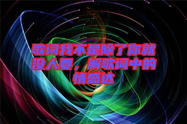 歌詞我不是除了你就沒人要，解歌詞中的情感達