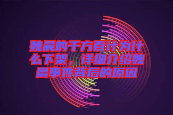 魏晨的千方百計為什么下架，詳細介紹魏晨事件背后的原因