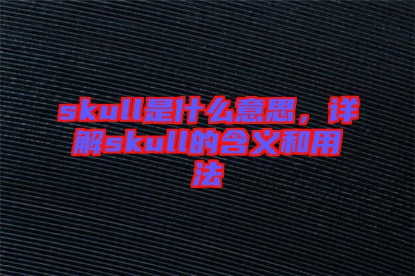 skull是什么意思，詳解skull的含義和用法