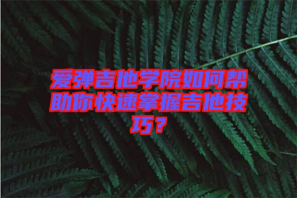 愛彈吉他學(xué)院如何幫助你快速掌握吉他技巧？