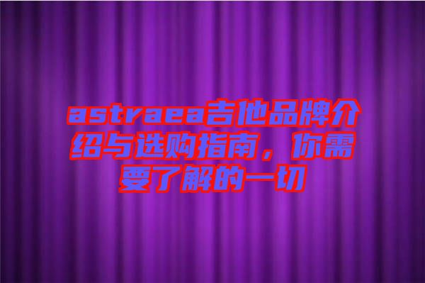 astraea吉他品牌介紹與選購(gòu)指南，你需要了解的一切