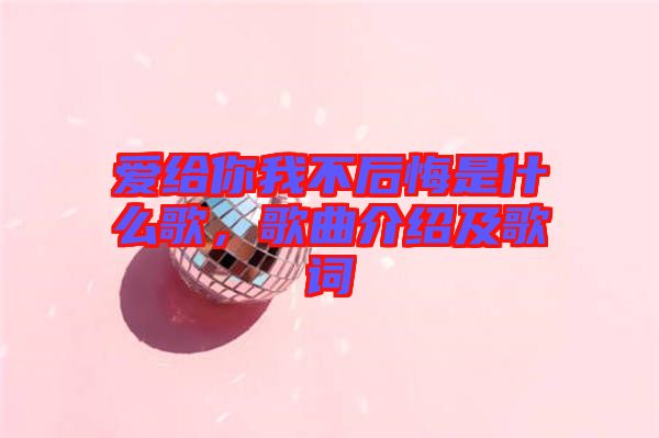 愛給你我不后悔是什么歌，歌曲介紹及歌詞