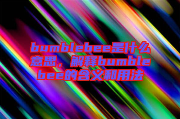 bumblebee是什么意思，解釋bumblebee的含義和用法