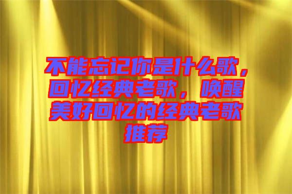 不能忘記你是什么歌，回憶經(jīng)典老歌，喚醒美好回憶的經(jīng)典老歌推薦