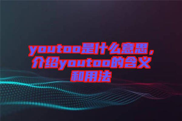 youtoo是什么意思，介紹youtoo的含義和用法