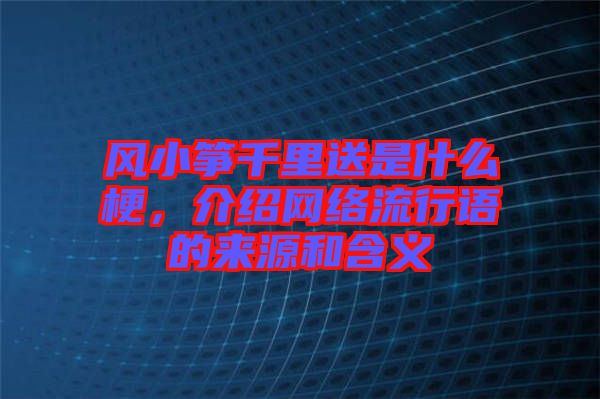 風(fēng)小箏千里送是什么梗，介紹網(wǎng)絡(luò)流行語的來源和含義