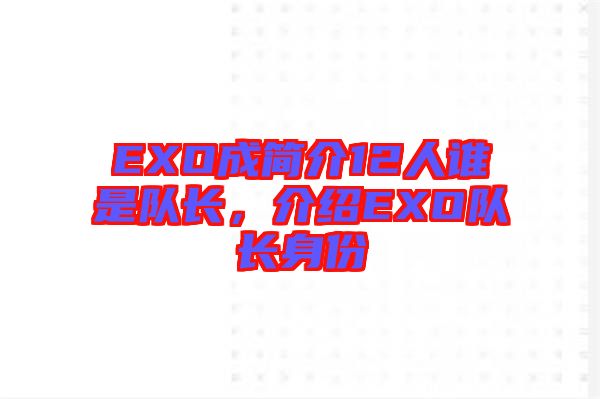 EXO成簡介12人誰是隊長，介紹EXO隊長身份