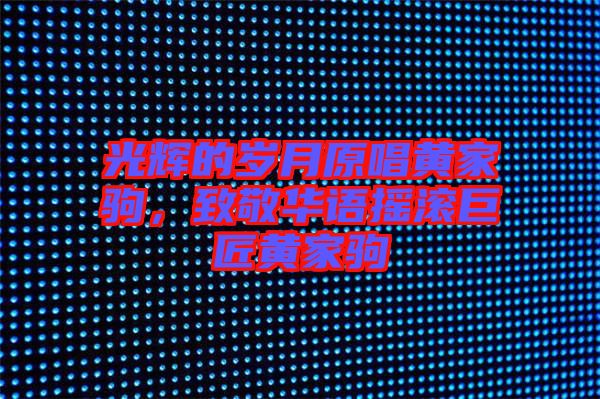 光輝的歲月原唱黃家駒，致敬華語搖滾巨匠黃家駒