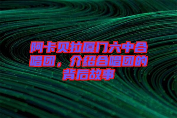 阿卡貝拉廈門六中合唱團(tuán)，介紹合唱團(tuán)的背后故事