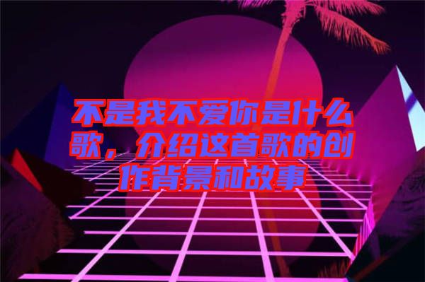 不是我不愛你是什么歌，介紹這首歌的創(chuàng)作背景和故事