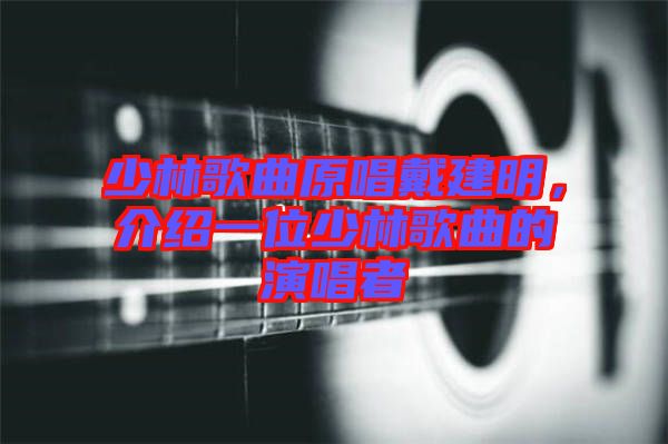 少林歌曲原唱戴建明，介紹一位少林歌曲的演唱者