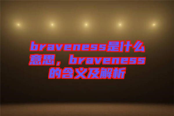 braveness是什么意思，braveness的含義及解析