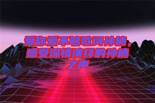 愛你愛不夠歌詞孫楠，感受深情演繹的孫楠之聲