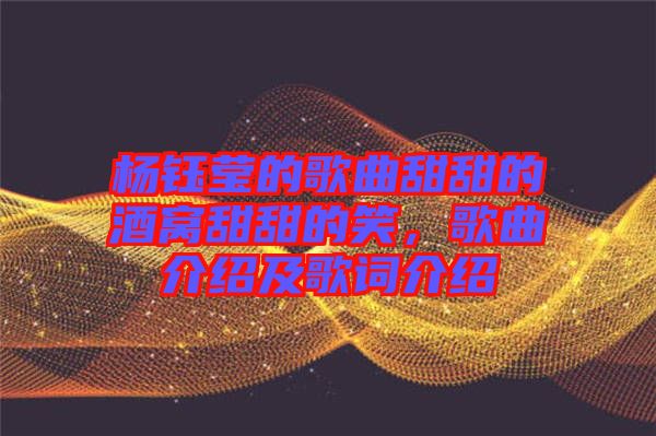 楊鈺瑩的歌曲甜甜的酒窩甜甜的笑，歌曲介紹及歌詞介紹