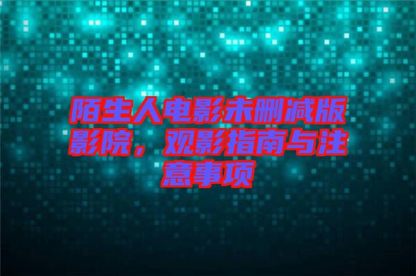 陌生人電影未刪減版影院，觀影指南與注意事項(xiàng)