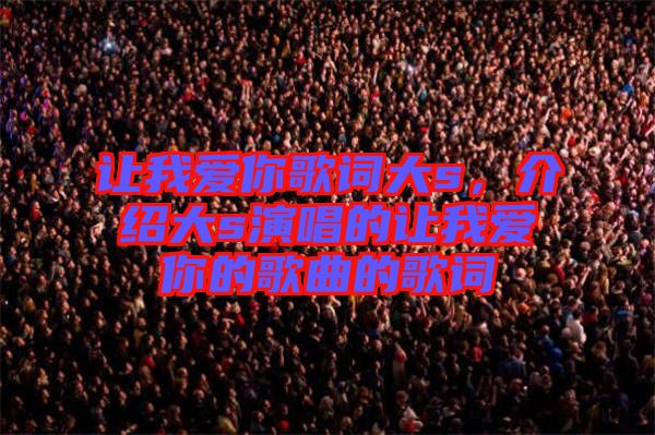 讓我愛你歌詞大s，介紹大s演唱的讓我愛你的歌曲的歌詞