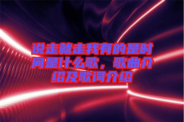 說走就走我有的是時間是什么歌，歌曲介紹及歌詞介紹