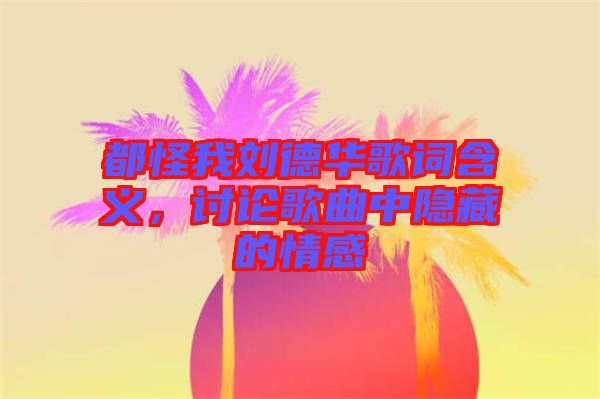 都怪我劉德華歌詞含義，討論歌曲中隱藏的情感