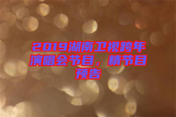 2019湖南衛(wèi)視跨年演唱會(huì)節(jié)目，精節(jié)目預(yù)告