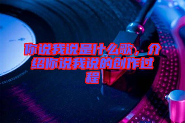 你說我說是什么歌，介紹你說我說的創(chuàng)作過程