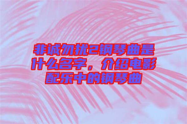 非誠(chéng)勿擾2鋼琴曲是什么名字，介紹電影配樂(lè)中的鋼琴曲