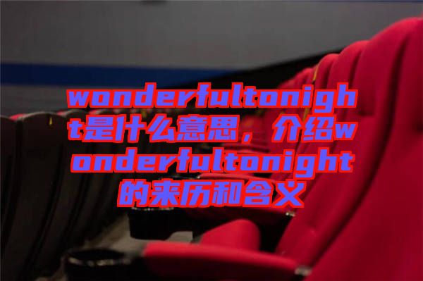 wonderfultonight是什么意思，介紹wonderfultonight的來歷和含義