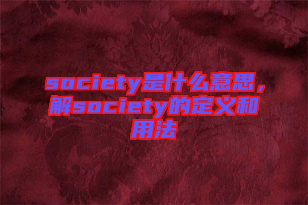 society是什么意思，解society的定義和用法