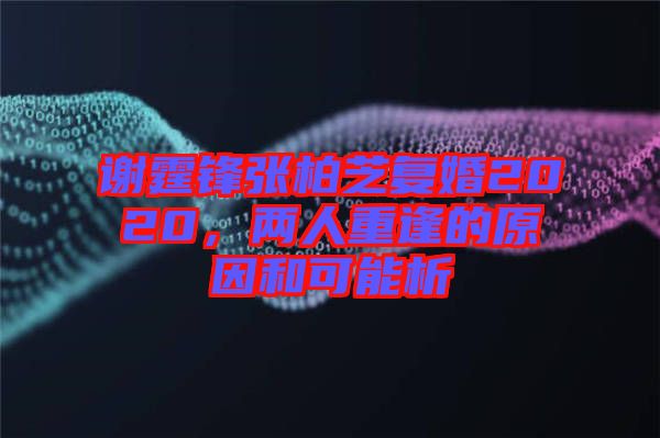 謝霆鋒張柏芝復(fù)婚2020，兩人重逢的原因和可能析