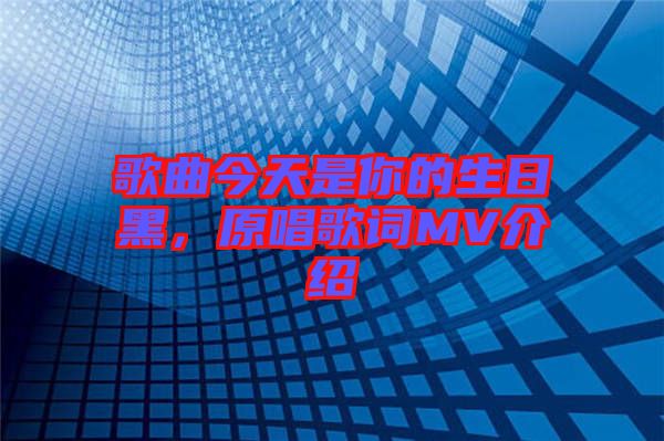 歌曲今天是你的生日黑，原唱歌詞MV介紹