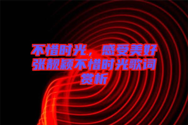 不惜時光，感受美好張靚穎不惜時光歌詞賞析