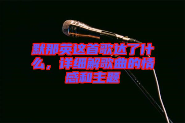 默那英這首歌達了什么，詳細解歌曲的情感和主題